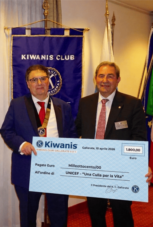 Sostegno a UNICEF, donazione Kiwanis Gallarate