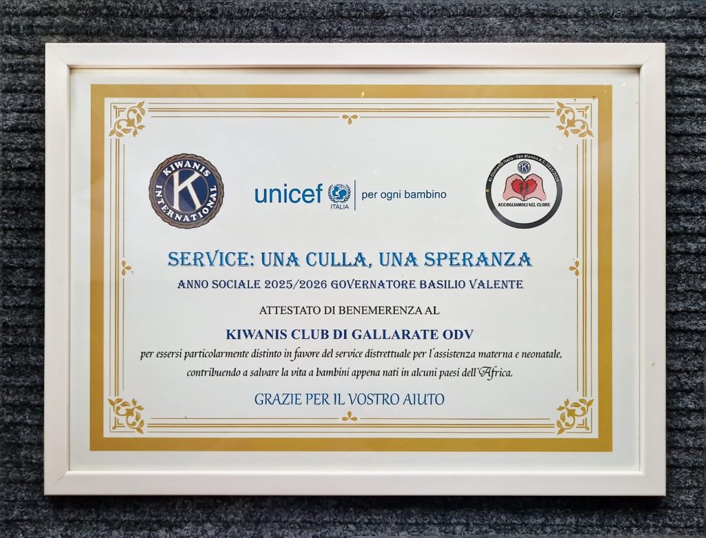 Riconoscimento Unicef Kiwanis Gallarate